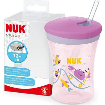 Nuk Чаша със сламка Nuk Evolution - Action Cup, 230 ml, розова (10255600)