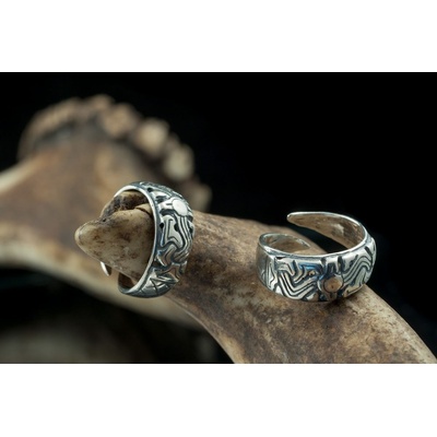 Drakkaria STŘÍBRNÝ VIKINGSKÝ prsten styl Borre Norsko století p4321