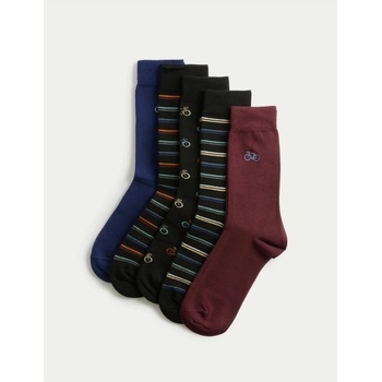 Marks & Spencer 5 чифта чорапи Cool & Fresh с висок дял памук и мотив на колело Marks & Spencer черна Marks & Spencer | Cheren | МЪЖЕ | 6-8.5