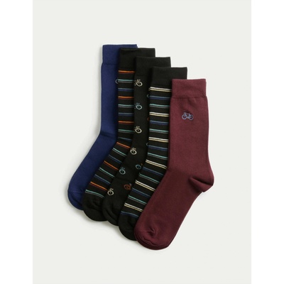 Marks & Spencer 5 чифта чорапи Cool & Fresh с висок дял памук и мотив на колело Marks & Spencer черна Marks & Spencer | Cheren | МЪЖЕ | 6-8.5