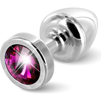 Diogol Anni Round 25mm - Anal Silver Jewelry with Pink Crystal