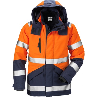 Fristads výstražná GORE TEX bunda 4988 GXB Fluorescenčná oranžová Námornícka modrá