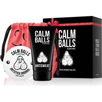 Angry Beards Calm Balls lubrikant Antistick 150 ml + deodorant na intimní partie Antisweat 150 ml + růžový pytlík dárková sada