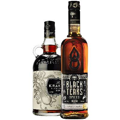 Set Kraken Black Spiced + Black Tears Spiced 1,4l (set 1 x 0.7 l, 1 x 0.7 l) l (čistá fľaša)