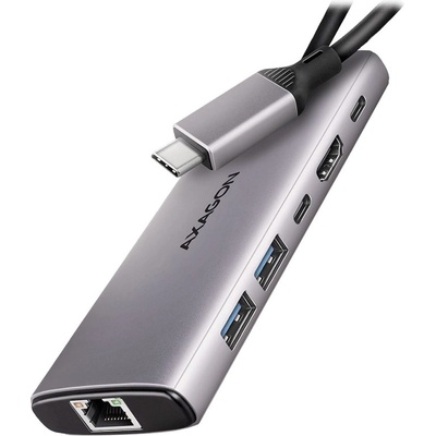 AXAGON USB хъб AXAGON HMC-6G2L, 2x USB-A 10Gbps, 1x USB-C 10Gbps, 4K/60Hz HDMI, RJ-45, USB 3.2 Gen 2, PD 100W, 15 см кабел (HMC-6G2L)