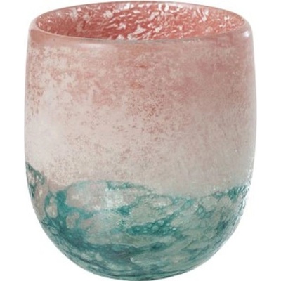 Tyrkysovo - růžový skleněný svícen / váza Blush L - Ø14*15 cm - J-Line by Jolipa