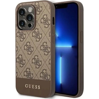 GUESS Кейс Guess GUHCP14LG4GLBR за iPhone 14 Pro 6.1" кафяв / кафяв, твърд, Stripe Collection (3666339088521)