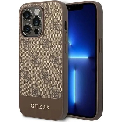 GUESS Кейс Guess GUHCP14LG4GLBR за iPhone 14 Pro 6.1" кафяв / кафяв, твърд, Stripe Collection (3666339088521)