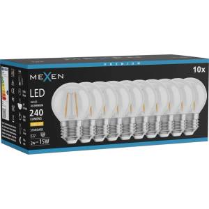 Mexen Vintis 10x LED филаментна крушка E27, G45, 2W, Топла - 2700K, 240 lm, прозрачна (L156-E27-0227-00x10)