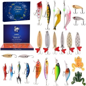 Autolock Vánoční rybářská sada,Rybářský adventní kalendář,Sada rybářských návnad pro rybáře,Vánoční kalendář s odpočítáváním pro milovníky rybaření/muže/dospívající,Vánoční dárek s překvapením