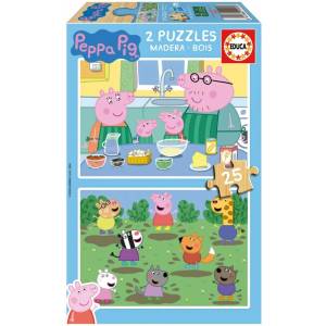 Educa Дървен пъзел, Educa, Peppa Pig, 2 х 25 части (EDU19995)