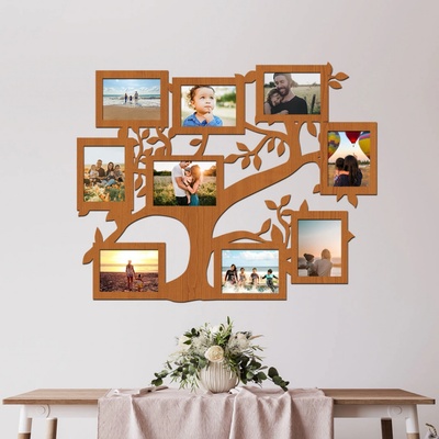 dřevo života Fotorámeček na zeď FAMILY Zvolte barvu dekoru: Třešeň, Velikost fotorámečku: 65x51