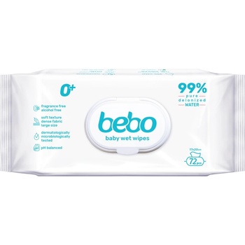 Bebo Влажни кърпички Bebo - С 99% вода, 72 броя (630)