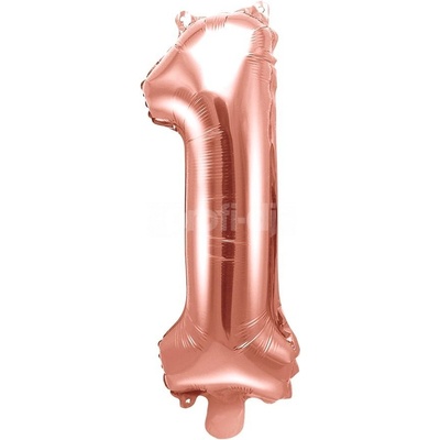 PartyDeco Foliový balón číslo 1 35cm rose zlatý