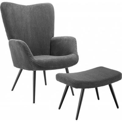 Tectake 405594 Hygge s podnožkou antracit / černá