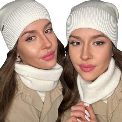 Fashionweek Dámská sada čepice + nákrčník S2917 krémová
