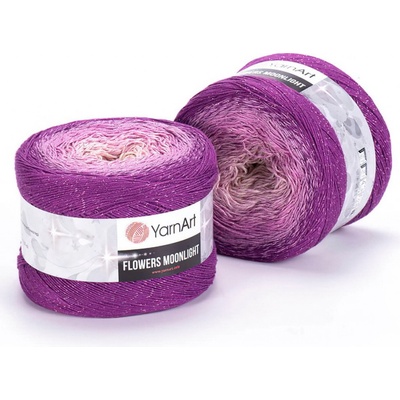 YarnArt pletací / háčkovací příze FLOWERS MOONLIGHT 3290 světle fialová, melírovaná (duhová), metalické vlákno, 260g/1000m