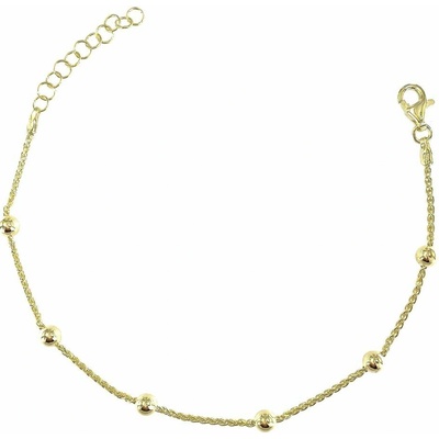 INFINITYSILVER Stříbrný náramek spiga s kuličkami pozlacený 1390035G17+