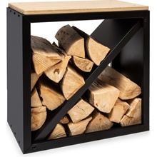 Blumfeldt Kindlewood S Black, stojan na drevo, lavička, 57 × 56 × 36 cm, bambus, zinok