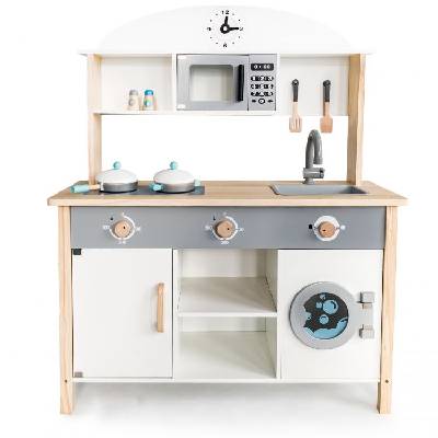 ECOTOYS Eco Toys Dřevěná kuchyňka MAXI s příslušenstvím, 79,5 x 30 x 97 cm - bílá