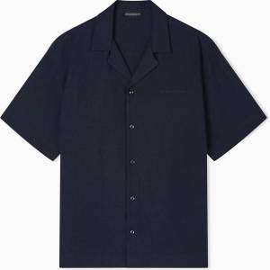 Giorgio Armani Риза Emporio Armani Men's Short Sleeve Plain Shirt - Armani Blue