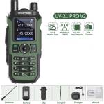 Baofeng Водоустойчива трибандова радиостанция Baofeng UV-21 PRO, до 10км обхват, 1, 77" LCD екран, 8W, 999 канала, USB-C зареждане, FM радио, Зелена (UV-21 PRO green) Радиостанции