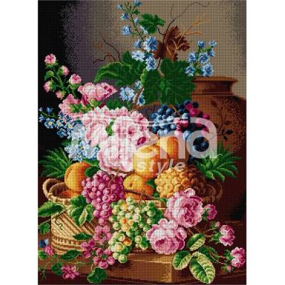 Milena Style Натюрморт с праскови - гоблен със схема конци Ariadna 1: 1