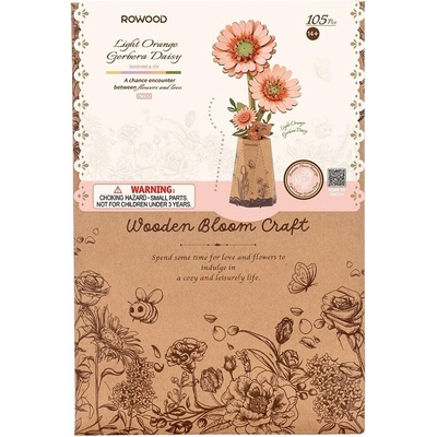 ROBOTIME Rowood 3D drevené puzzle Oranžová gerbera 105 ks