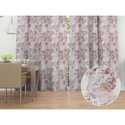 Biante Dekoračný záves Rongo RGP-501 Ružovo-fialkové kvety na bielom 140x140 cm