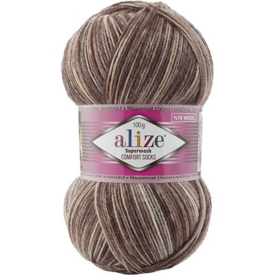 Alize Příze Superwash Comfort - 7678 hnědá melange