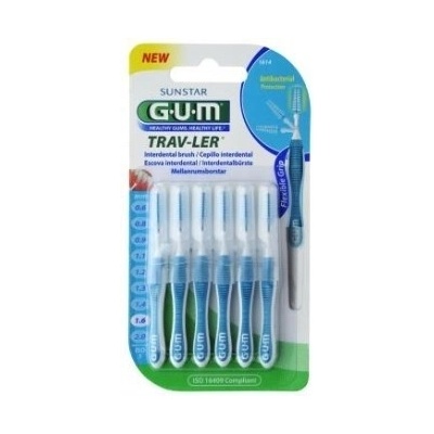 GUM Trav-Ler mezizubní kartáčky s chlorhexidinem kónický 1,6 mm 6 ks blistr