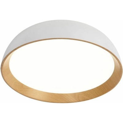 Biele LED stropné svietidlo Calabria s dreveným dekorom okrúhle 24W