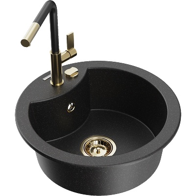 Mexen Diego гранитна мивка с 1 отделение с кухненски смесител Flora, (6512-73-670401-57-G)