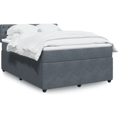 Petrashop 3287741 Boxspring postel s matrací tmavě šedý samet Šedá