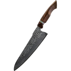 HARAHU Дамаски кухненски нож YU-37467 - Chef / Кафяв KP37467