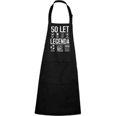 Dobrý Triko Zástěra s potiskem 50 let legenda se symboly Černá