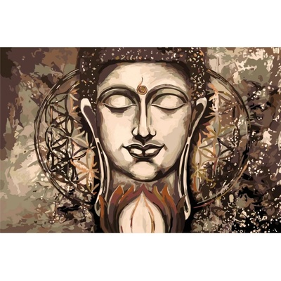 MALUJEŠ Malování podle čísel OBRAZY OD LENKY MANDALA BUDDHA Rozměr 80 x 120 cm Rámování vypnuté plátno na rám