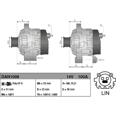 Alternátor DENSO (DE DAN1098)