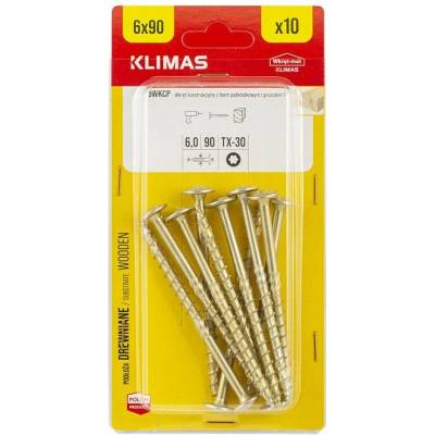Klimas Wkret-Met 6x90mm - 10 ks - Konštrukčná skrutka s tanierovou hlavou TX, BWKCP