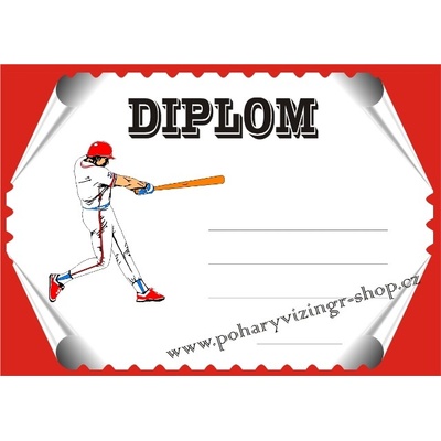 VIZINGR Baseball diplom A4 č.12