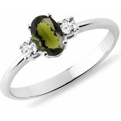 Klenota Vltavínový zlatý prsteň s diamantmi k0231072