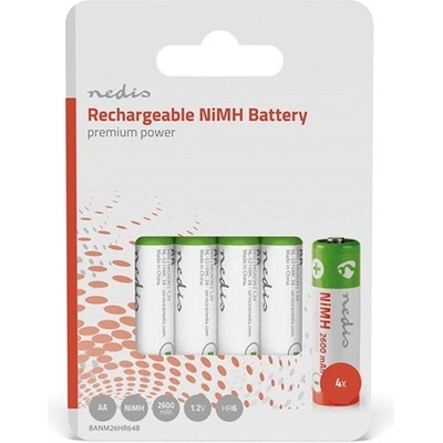 Nedis BANM26HR64B, АА батерии 1.2V 2600mAh, 4бр. /опаковка (BANM26HR64B)