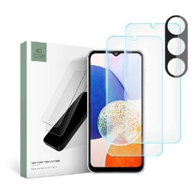 Комплект 2 броя стъклено защитно покритие за дисплея и стъклено защитно покритие за камерата на Samsung Galaxy A14 5G - Tech-Protect Supreme Protection Set (прозрачен) (THP1754)