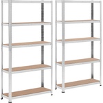 MSW Метален стелаж за съхранение - 90 x 30 x 180 см - за 5 x 175 кг - 2 бр. MSW-STSH-33 (MSW-STSH-33)