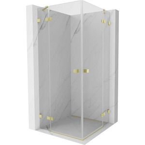 Mexen Lunar Duo душ кабина отваряема 90 x 90 см, прозрачна, златиста матова - 834-090L-090P-55-00 (834-090L-090P-55-00)