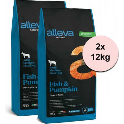 Alleva Natural Adult Medium & Maxi Fish and Pumpkin 2 x 12 kg
