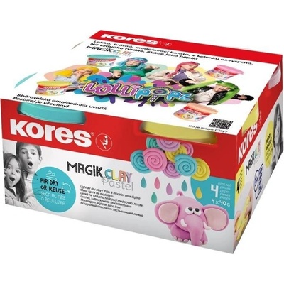 Kores Lehká modelovací hmota Magik Clay LOLLIPOPZ Pastel 4 x 40 g