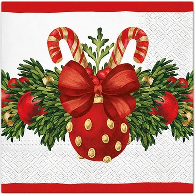 TaT Ubrousky Red Christmas Bauble 33x33cm