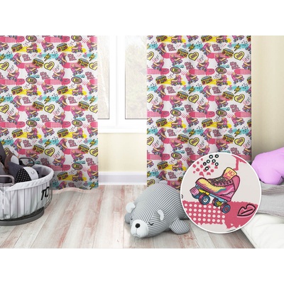 Biante Detský bavlnený záves Sandra SA-604 Ružový retro štýl 150x170 cm