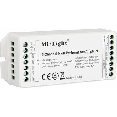 Zesilovač signálu Mi-Light PA5 RGBCCT 12V/24V 15A 5-kanálů